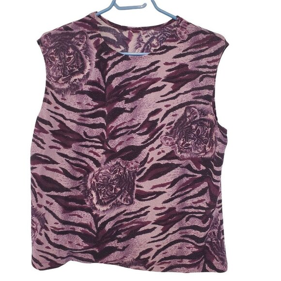 Vintage Algo Industries Ltd. Animal Print Sleeveless Blouse - Picture 1 of 6